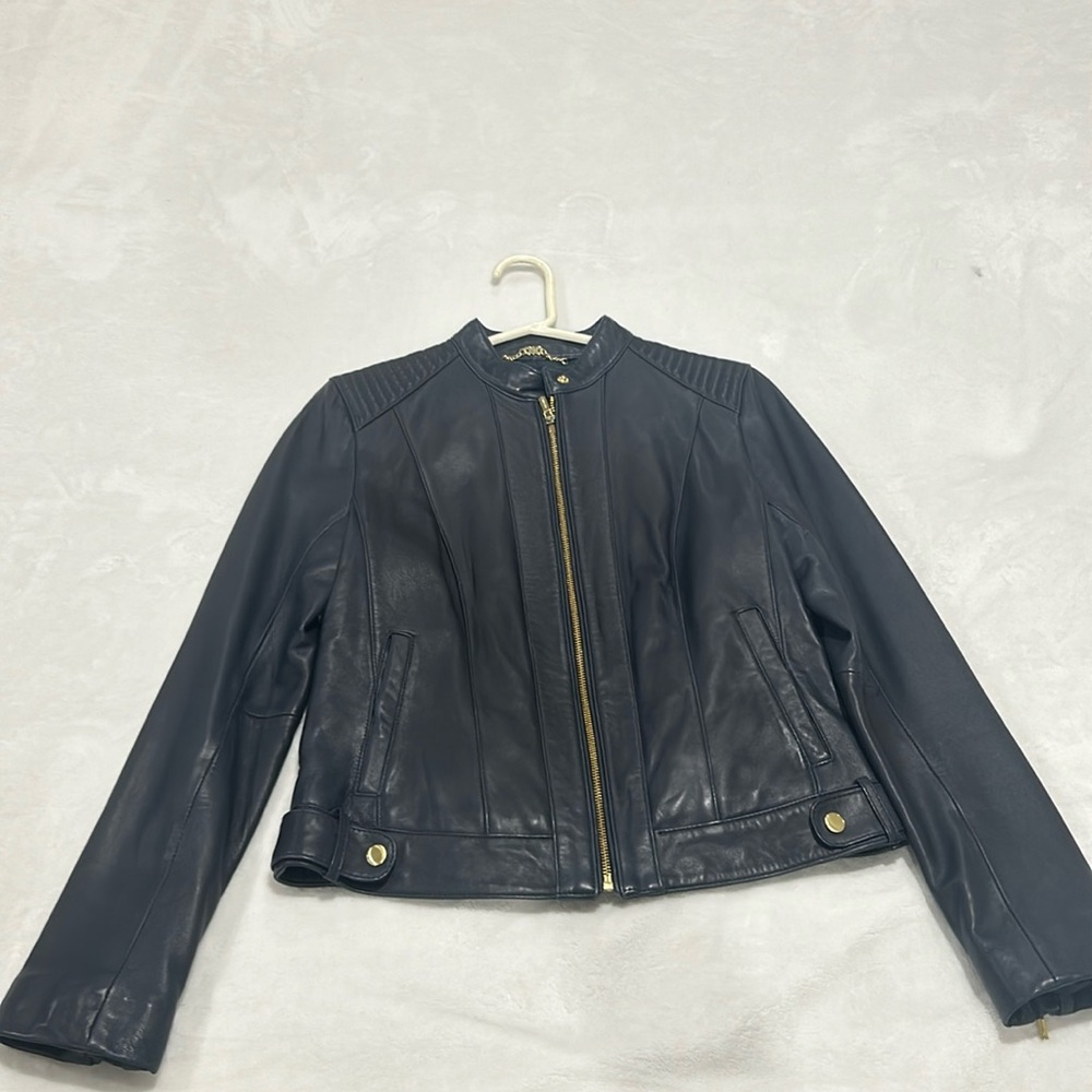 Cole Haan blue leather jacket